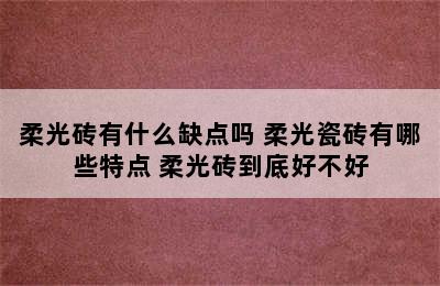 柔光砖有什么缺点吗 柔光瓷砖有哪些特点 柔光砖到底好不好